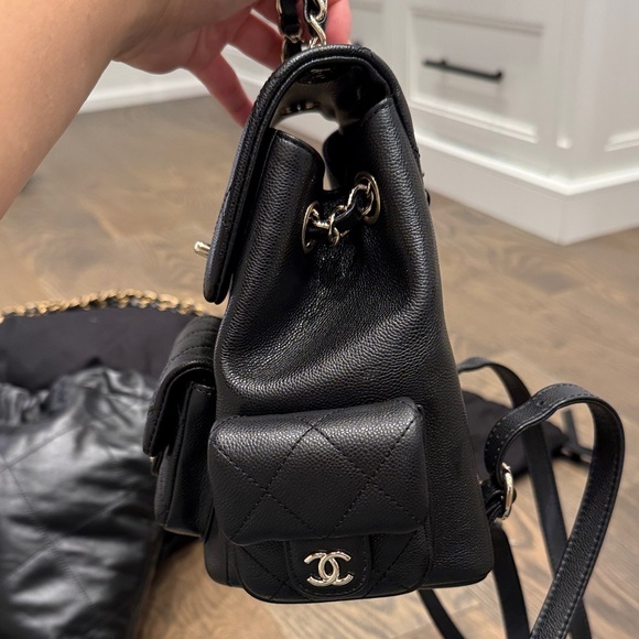 Chanel Black Quilted Backpack with Silver Accents - Picture 2 of 9